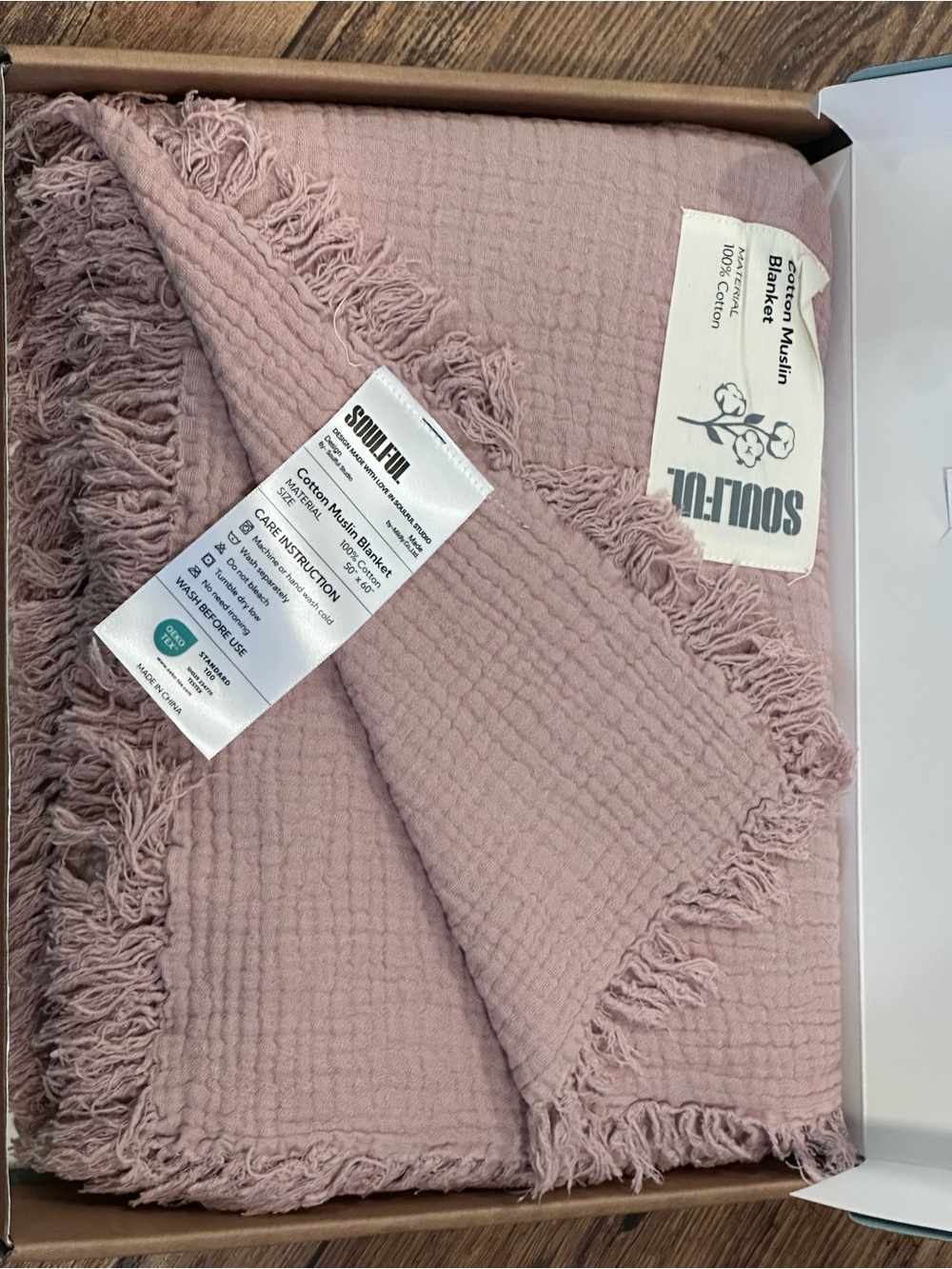 SOULFUL 100% Cotton Muslin Throw Blanket 50x60 NWT